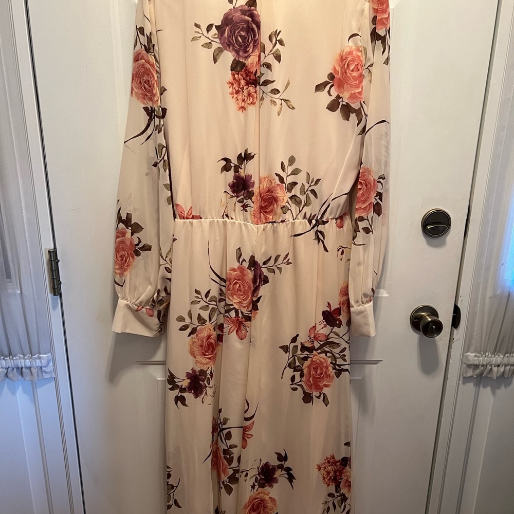 ROSE FLORAL CHIFFON DRESS LONG SLEEVE SIZE 3 X